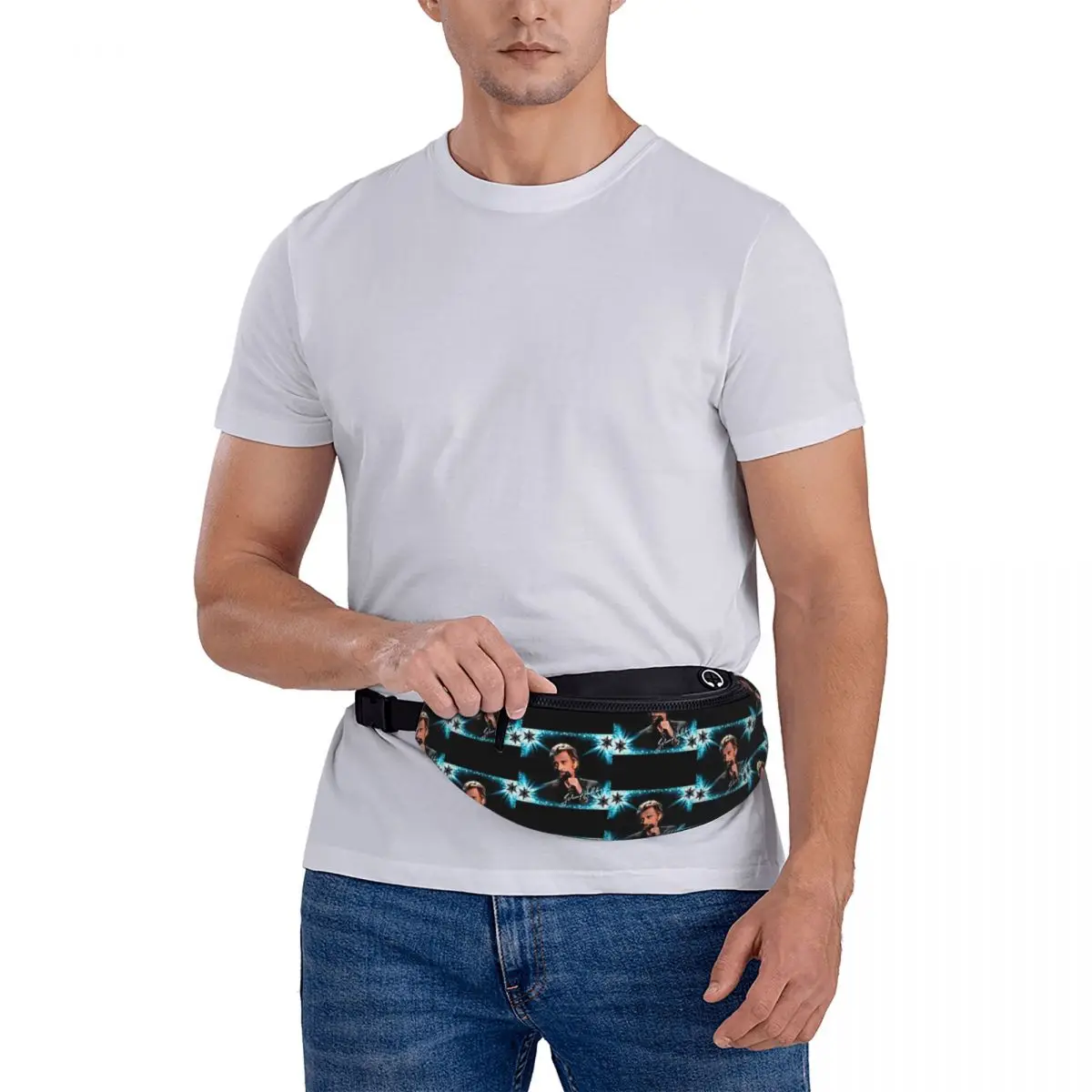 Tribute To Classic Printed Waist Bags Johnny Hallyday Men Women\'s Fanny Pack Fashion Sport Banana Bags Belt Pouch