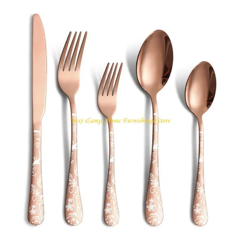 

W8EA 20Pcs Dinnerware Set Stainless Steel Tableware Set Knife Fork Spoon Flatware Set