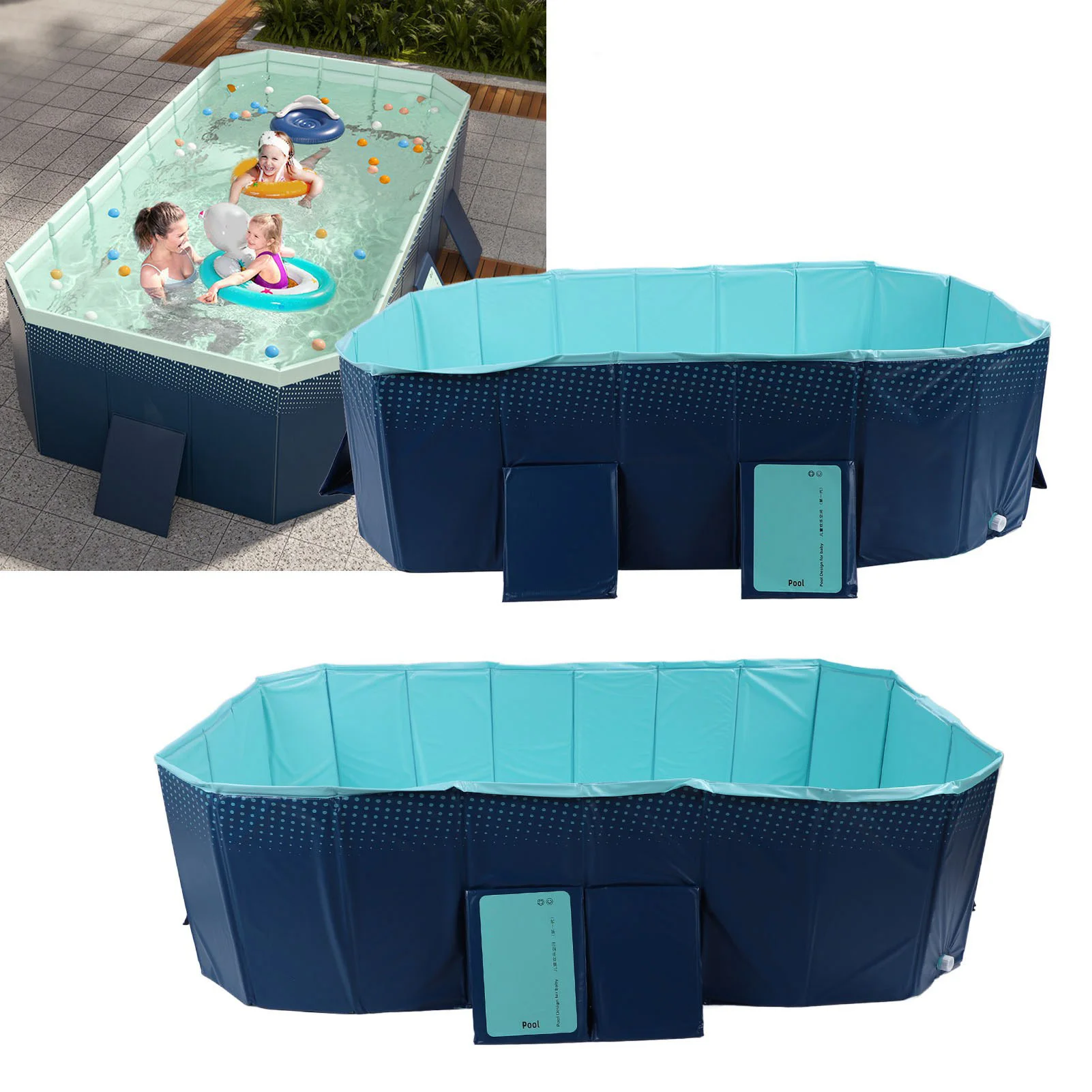 Foldable Pool Non Inflatable Thickened Wear Resistant Portable Swimming Pool for Outdoor Backyard Kids Dogs