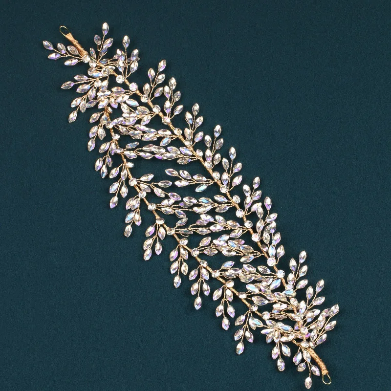 SLBRIDAL Handgefertigte Braut-Tiara mit Mehrfach-Kristallen, Strass und Perlen, Hochzeits-Kopfschmuck, Haaraccessoires für Frauen und Mädchen – Detail 11