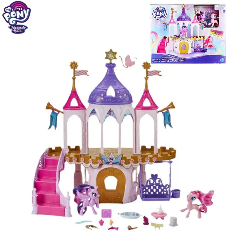 

Child My Little Pony Castle Toy Kawaii Girl Model Doll Apple Jack Anime Cartoon Figure Daughter Twilight Sparkle Creativity Gift