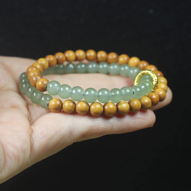 Sandalwood 6mm double-loop Buddhist bracelet for men and women DIY running ring cultural toy prayer bead jewelry