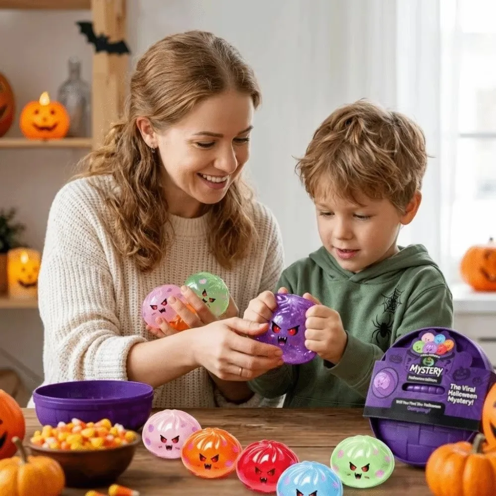 Glitter Halloween Squishy Slow Rebound Slow Rising Dumpling Squishy Colorful PU Material Steamed Bun Squishy Pinch Play