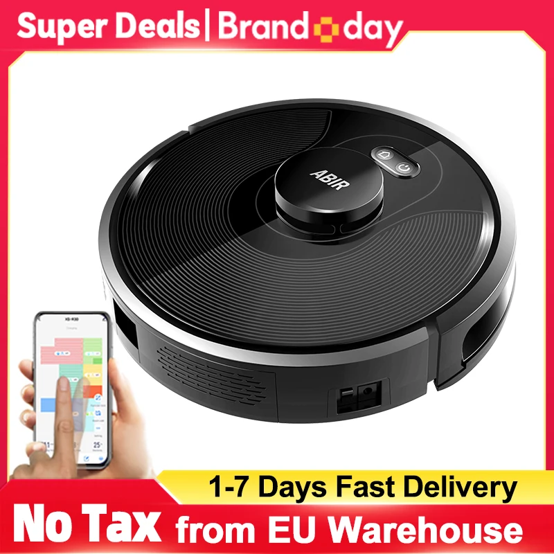 Robot aspirateur ABIR X8, navigation laser lidar, aspiration 6500pa, cartes multiplanchers, Stérilisation aux UV, lavage humide en forme de Y, Application zones interdites,Capteur TOF