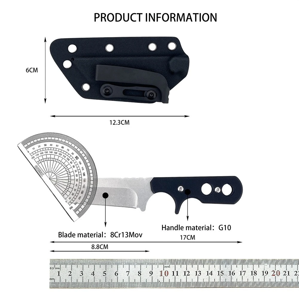 2025 جديد شفرة مثبتة سكين الأبنوس مقبض في الهواء الطلق التكتيكية القتالية الدفاع عن النفس المحمولة Bushcraft المطبخ أداة متعددة