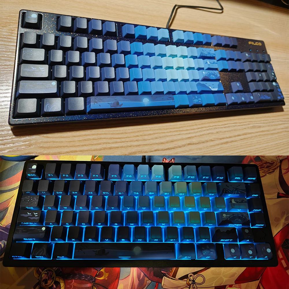 Mechanical Keyboard PBT Keycaps Cherry Profile Backlit Dye Sub Side Print 61 65 75 80 87 98 104 Layout Cherry MX Switch Keycap