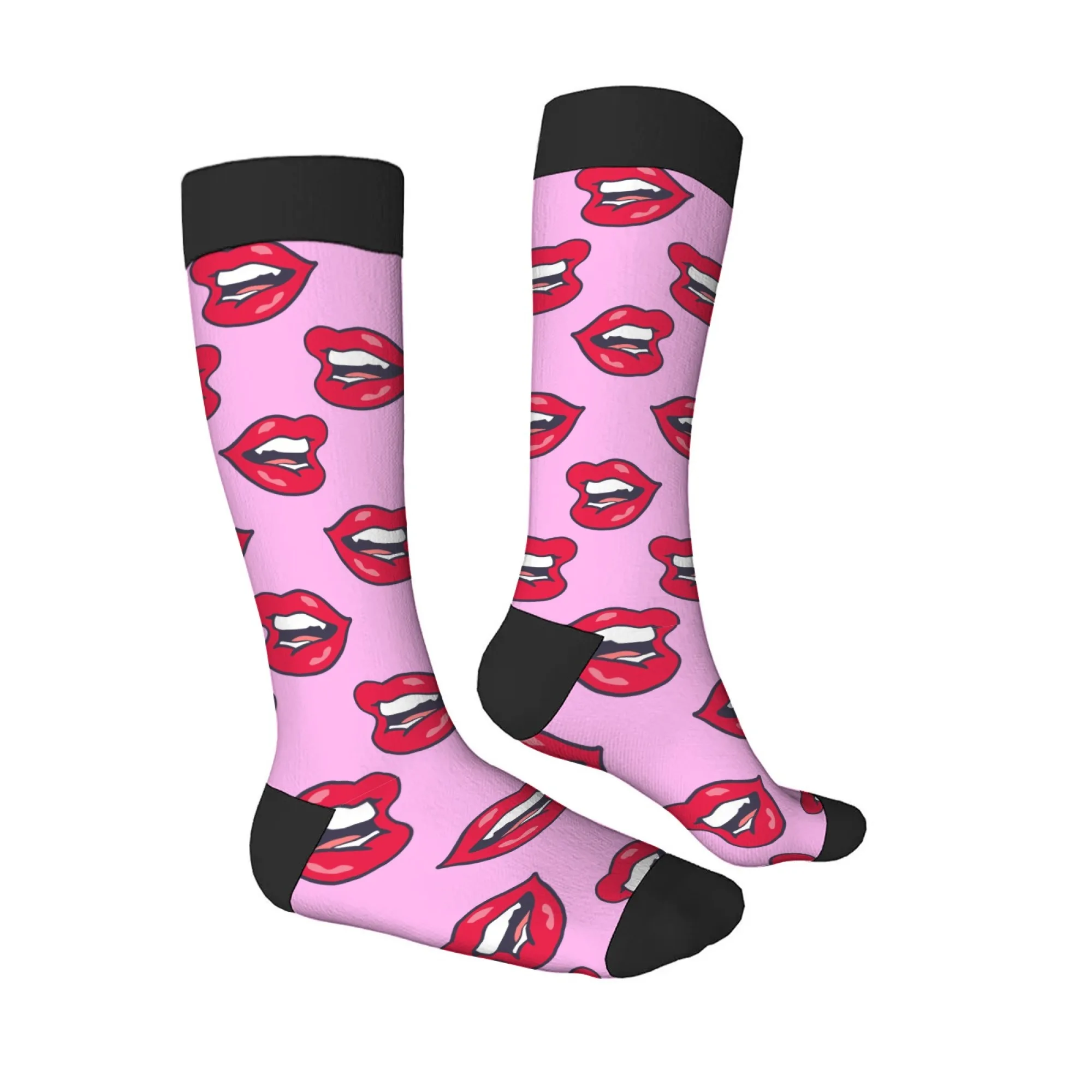 

Cartoon lips funny women's stockings retro fashion casual socks gift Harajuku street hip hop socks comfortable warm non-slip
