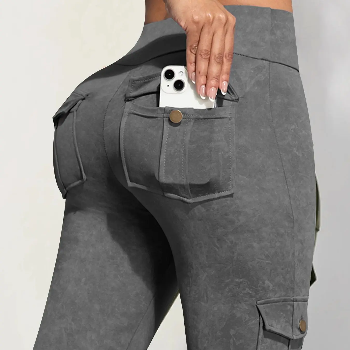 

Women Pocket Tie-Dye Sports Cargo High Waist Leggings Fitness Stretch Yoga Pants Slim Fit Cycling Long Pants