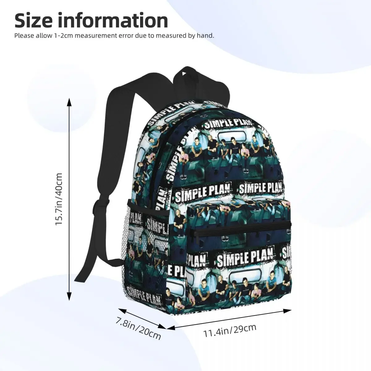 حقيبة ظهر Simple Plan Tour 2017 حقيبة ظهر ذات سعة كبيرة للأطفال حقيبة كتب مدرسية حقائب كتف للرجال والنساء