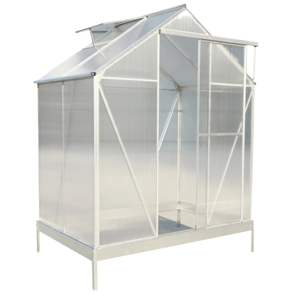 

6.3'*4.2'*7' Polycarbonate Greenhouse, Heavy Duty Outdoor Aluminum Walk-in Green House Kit with Rain Gutter, Vent and Door