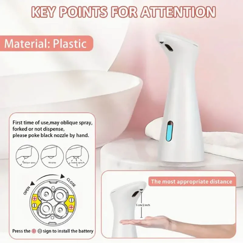 Automatic Sensor Soap Dispenser White High Quality Abs Waterproof Hand Soap Sensor Bathroom Smart Wash Handpiece