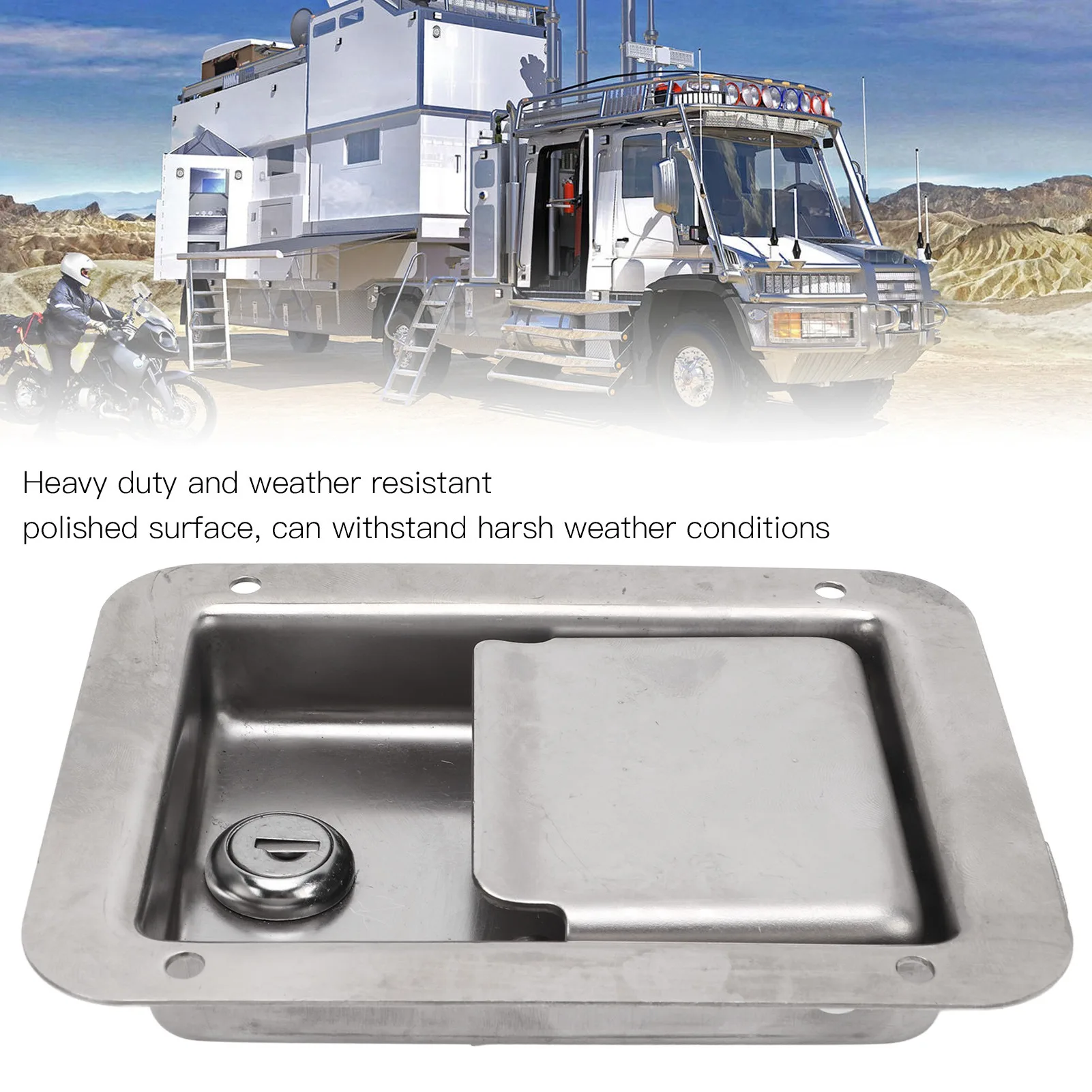 

Trailer Toolbox RV Handle Stainless Steel Toolbox Lock RV Handle Paddle Lock with 2 Keys for Trailer Truck