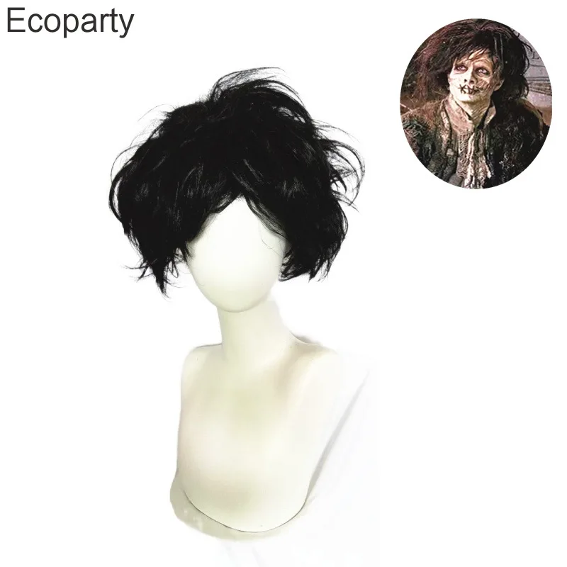 Hocus Pocus 2 Crazy Witch Sarah Men's Black Short Curly Hair Cosplay Wig Halloween Party Cos Props Wigs