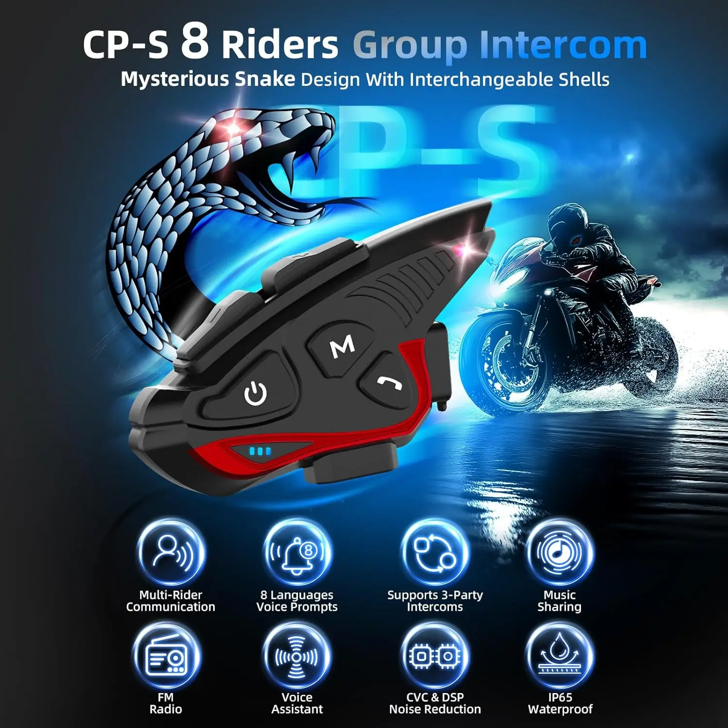 Moman casque de moto Bluetooth Interphone casque casque CP-S 8 coureurs 2000M groupe casque système de Communication moto