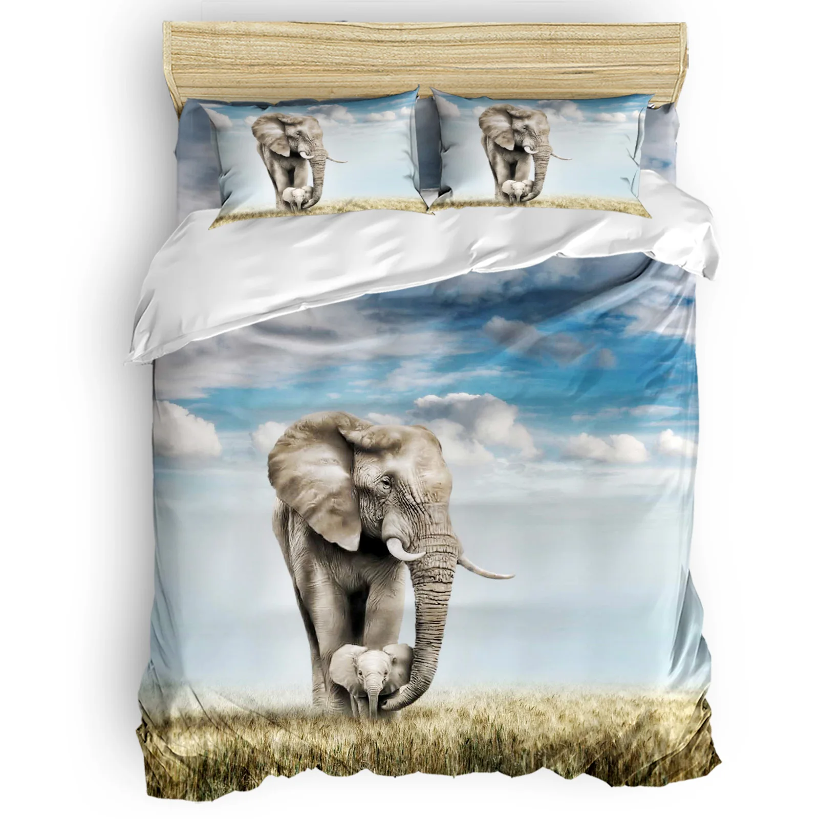 

Animal Elephant Grassland Mother Sky Comfortable Household Goods Bedroom Bed Luxury Duvet Cover 2/3/4 Pieces