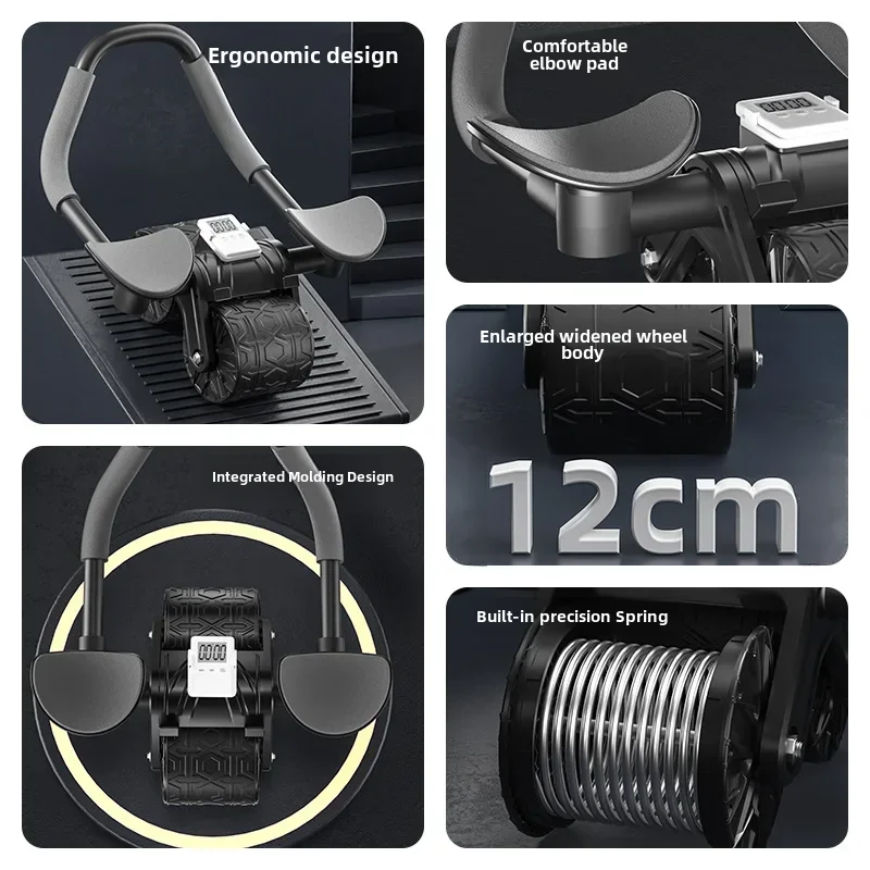 Máquina de exercício de roda abdominal de retorno automático para treinamento em casa braço apoiado fortalecedor de núcleo das mulheres dos homens engrenagem de fitness
