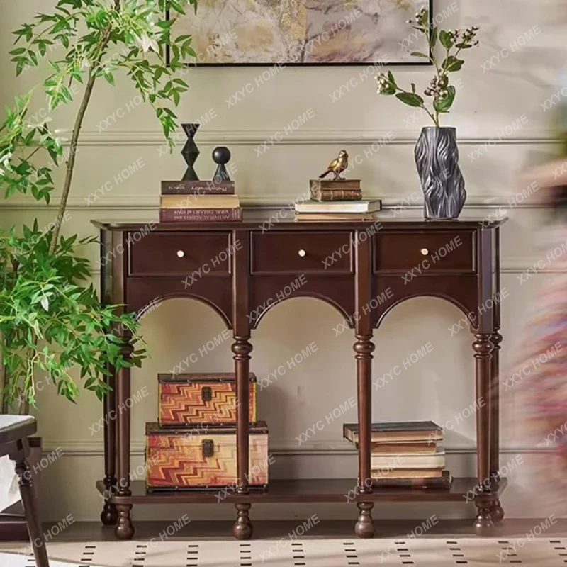

L solid wood porch cabinet, living room entry medieval decorative cabinet, modern simple against the wall fashion
