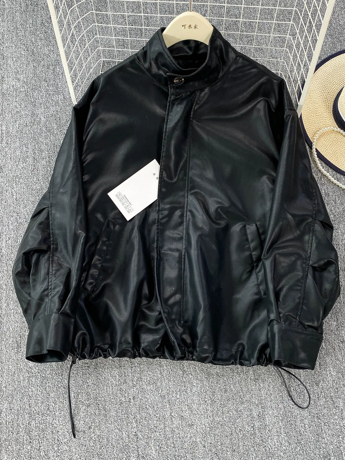 ملابس خارجية فضفاضة للسيدات من الجلد البني لراكبي الدراجات النارية من Jaet مقاومة للرياح وياقة واقفة مناسبة لملابس الشارع للخريف والشتاء