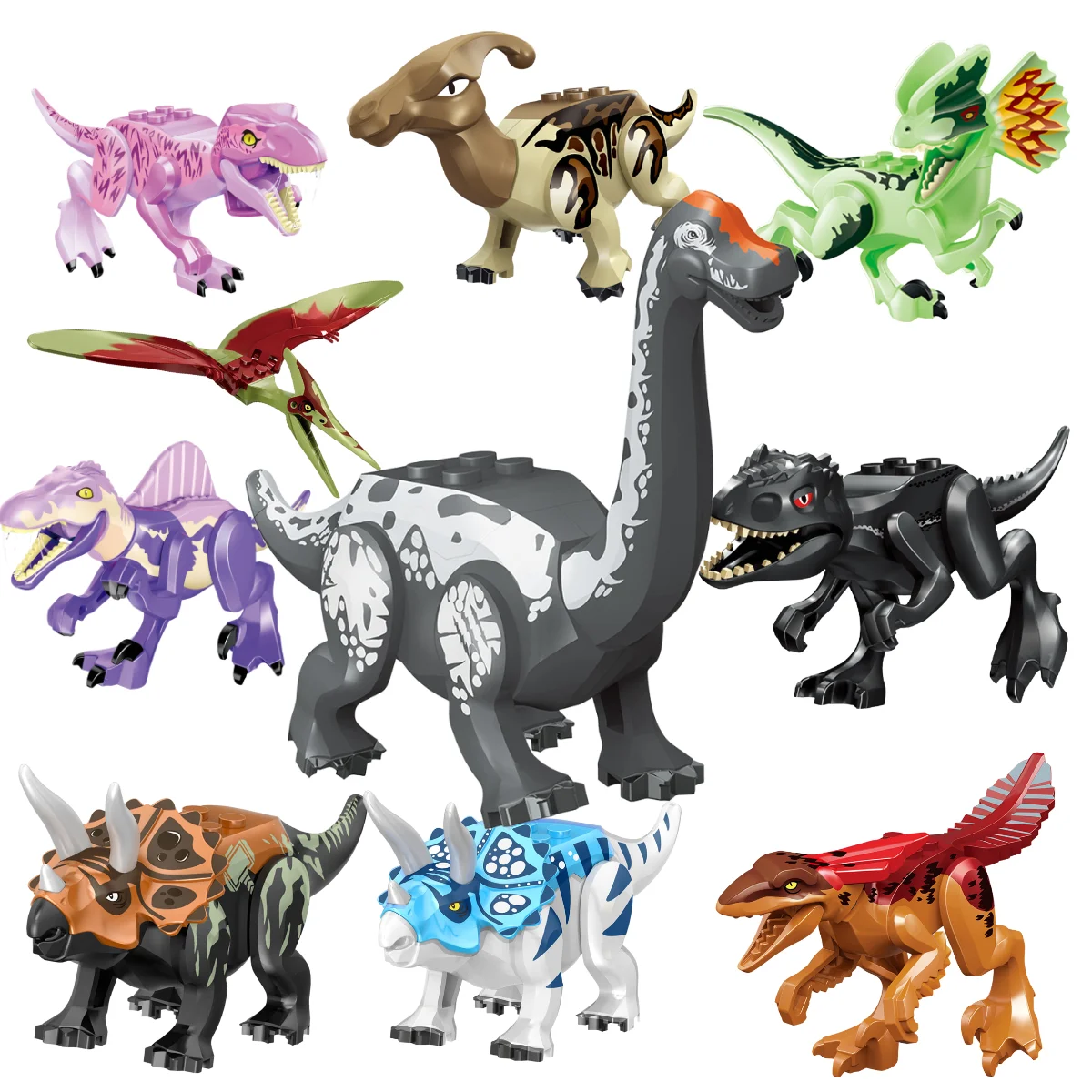 

Набор из 10 игрушек-динозавров: фигурки Тираннозавра, Спинозавра, Трицератопса, Птеродактиля для детей, коллекция древних животных, подарок-сюрприз