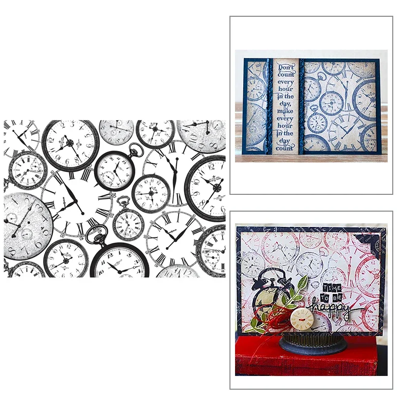 New Retro Clock Pocket Watch Pattern Clear Stamps For DIY Making Background Card Album Scrapbooking No Metal Cutting Dies