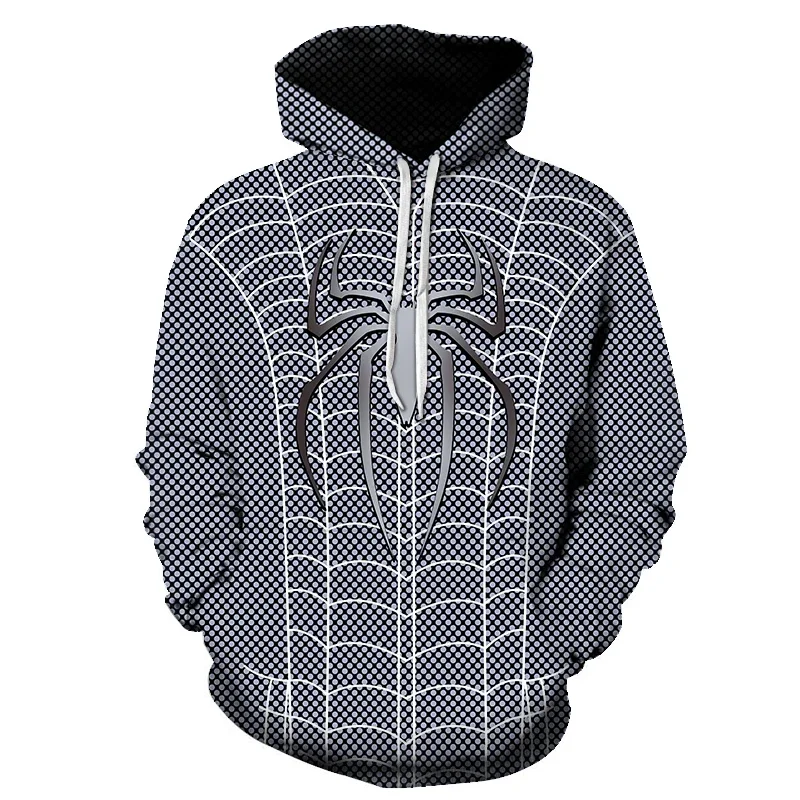 Miniso Men\'s Hoodie Sweatshirt 3D Spiderman Pattern Cosplay Streetwear Outdoor Sports Fitness Casual Men\'s Hoodie Sweatshirt