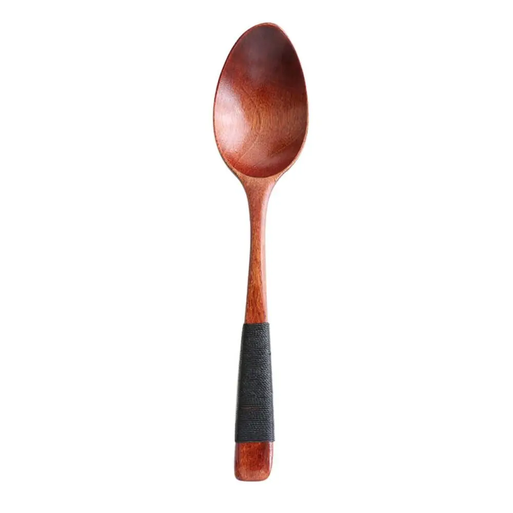 Adults Mixing Dinnerware Wooden with Tied Line Eating Scoop Cutlery Soup Spoons Kitchen Utensil
