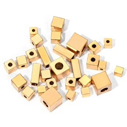 20Pcs 3 4 5 6 8mm Gold Silver tone Stainless Steel Cube Spacer Beads Square Loose Beads for DIY Bracelet Jewelry Making Material