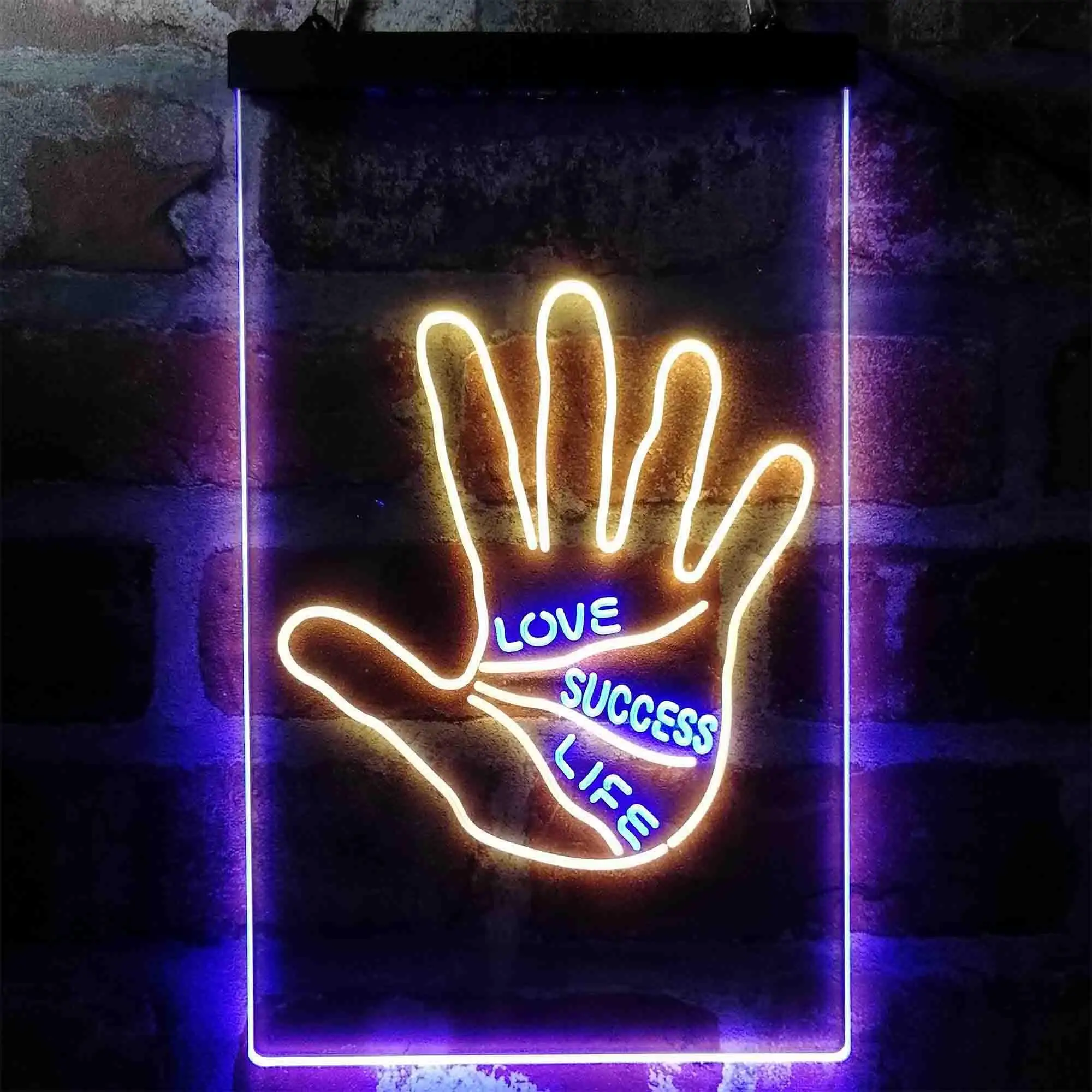Palm Reading. Love Success Life Lines Dual Color Led Neon Sign st6-i3998