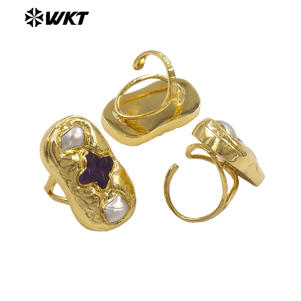 

WT-MPR154 5 шт. кольцо US8 из натурального камня и пресноводного жемчуга с покрытием из настоящего золота 18 карат для женских подарков на годовщину