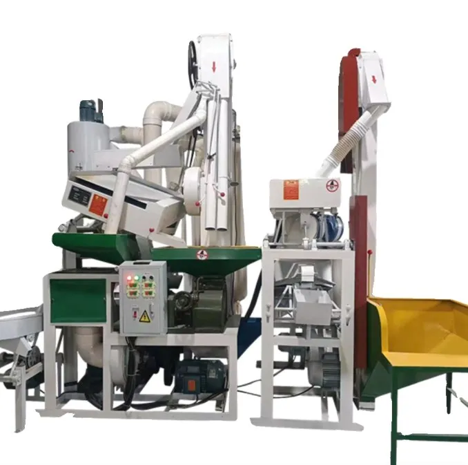 High Efficiency Rice Color Sorter Polisher Mill Machine Complete Set Brown Rice Milling System Motor Engine 1200kg/h Capacity