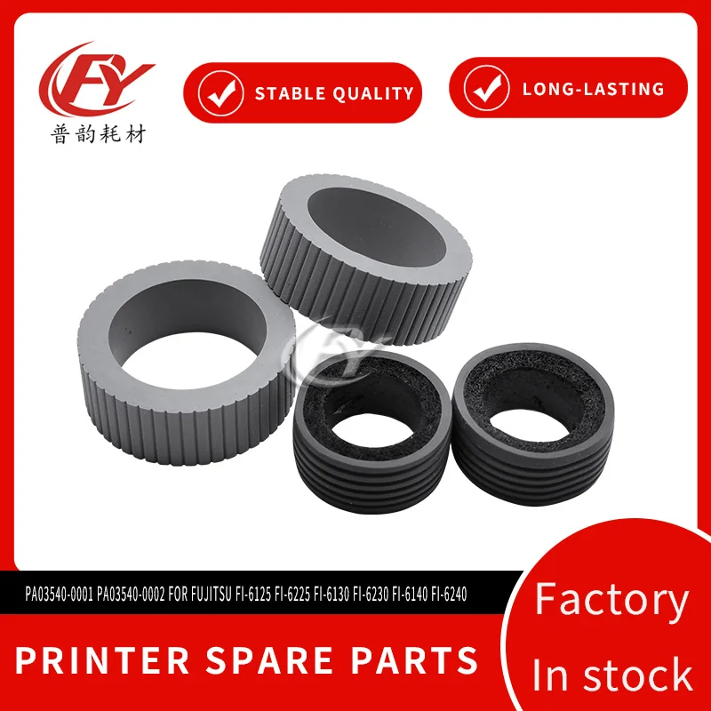 Pickup Roller Tire Sleeve Kit 4Pcs Set for Fujitsu fi-6125 fi-6225 fi-6130 fi-6230 fi-6140 fi-6240 Scanner Feed Roller Rubber Sl