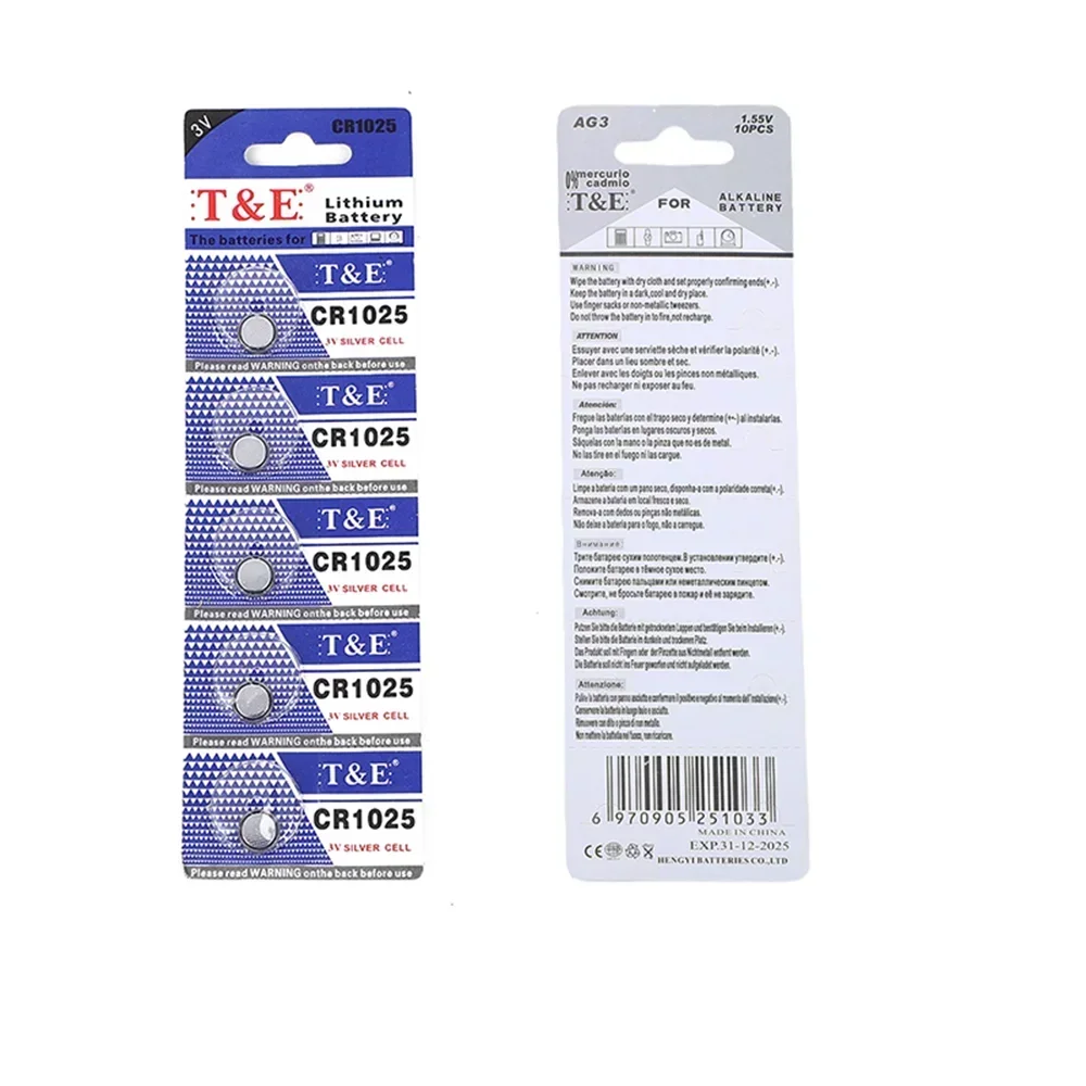 100PCS 3V CR1025 Lithium Coin Cell Battery Button Batteries for Watch Car Key Remote KL1025 BR1025 DL1025 LM1025
