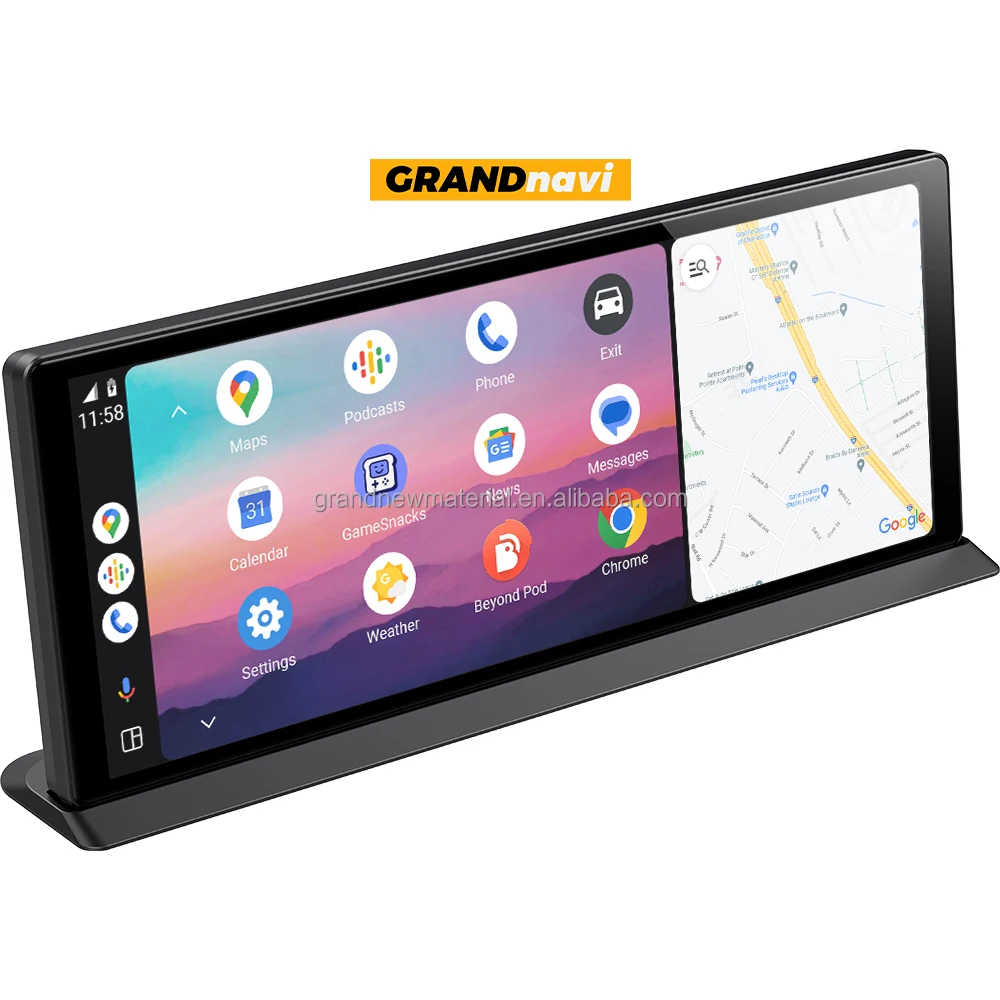 GRANDnavi Perangkat Navigasi Portabel Universal 11.3 Inci Nirkabel CPAA Carplay Android Pemutar Video Multimedia Otomatis Mirrorlink
