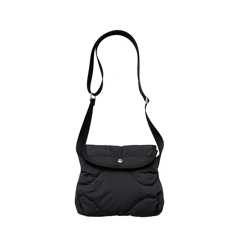 New Shoulder Bags for Women Mini Small Square Korean Style Nylon Winter Crossbody Bag Solid Color Simple Purses and Handbags New