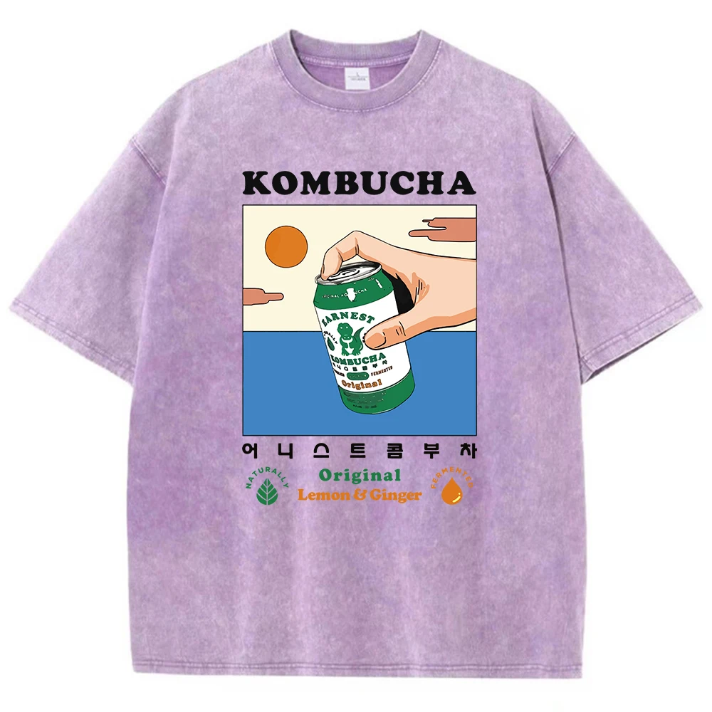 Kombucha-Camisetas estampadas para hombre, ropa de calle de algodón, Popular al aire libre, divertida, de manga corta, carteles originales