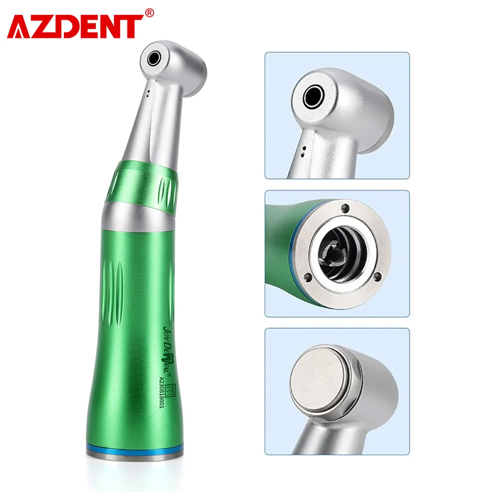 AZDENT Dental Low Speed Handpiece 1:1 Ratio Inner Water Spray Push Button Contra Angle Fit for RA 2.35mm Burs Dental Equipment