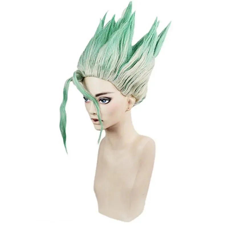 

qq023Anime Dr. Stone Ishigami Costumes wig+Cosplay Costume Senku Adult White Male Full Set Halloween Christmas Carnival Pa