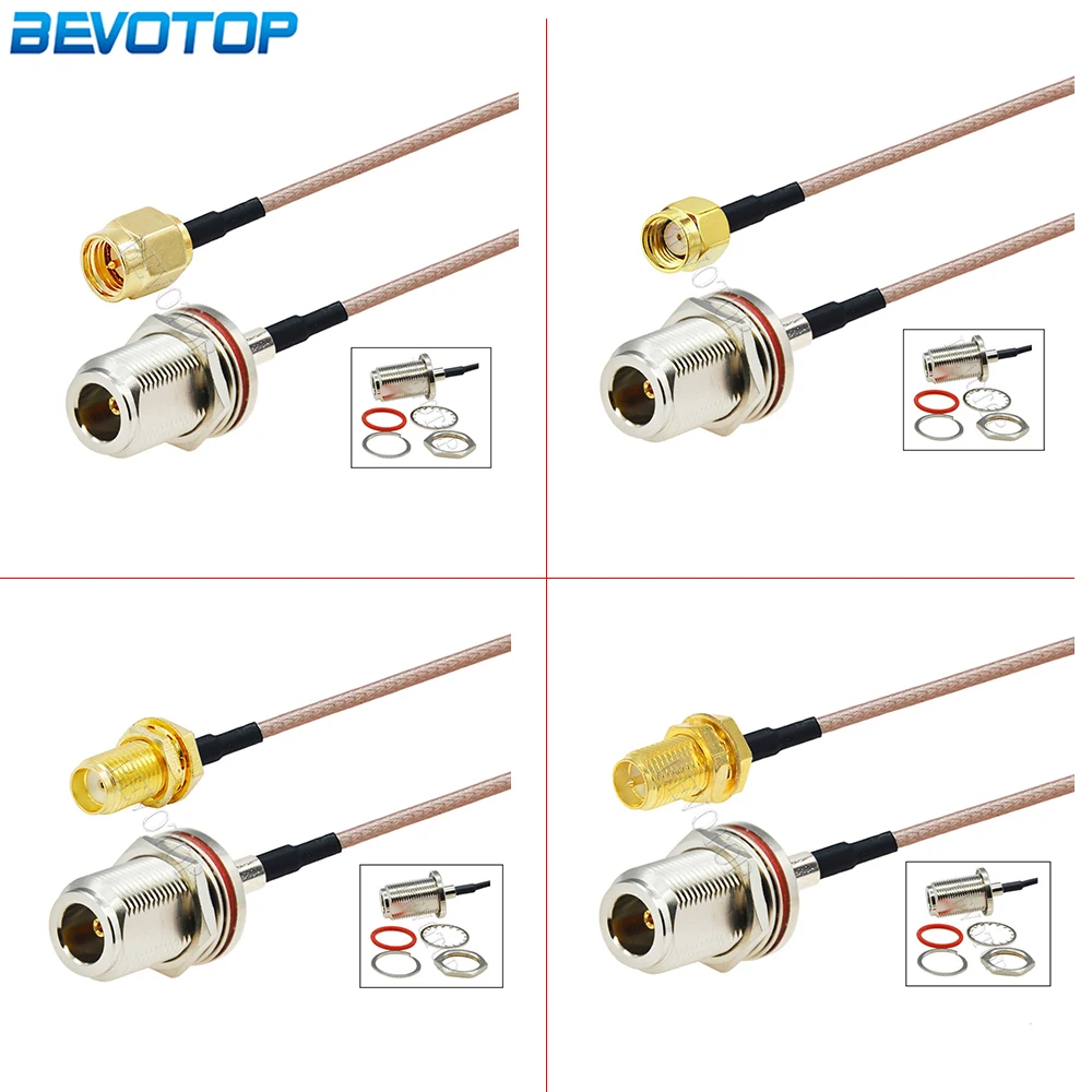 RG-316 Waterproof N Female to SMA Male/Female Connector 50 Ohm Low Loss RG316 RF Coaxial Cable Pigtail  Extension Coax Jumper
