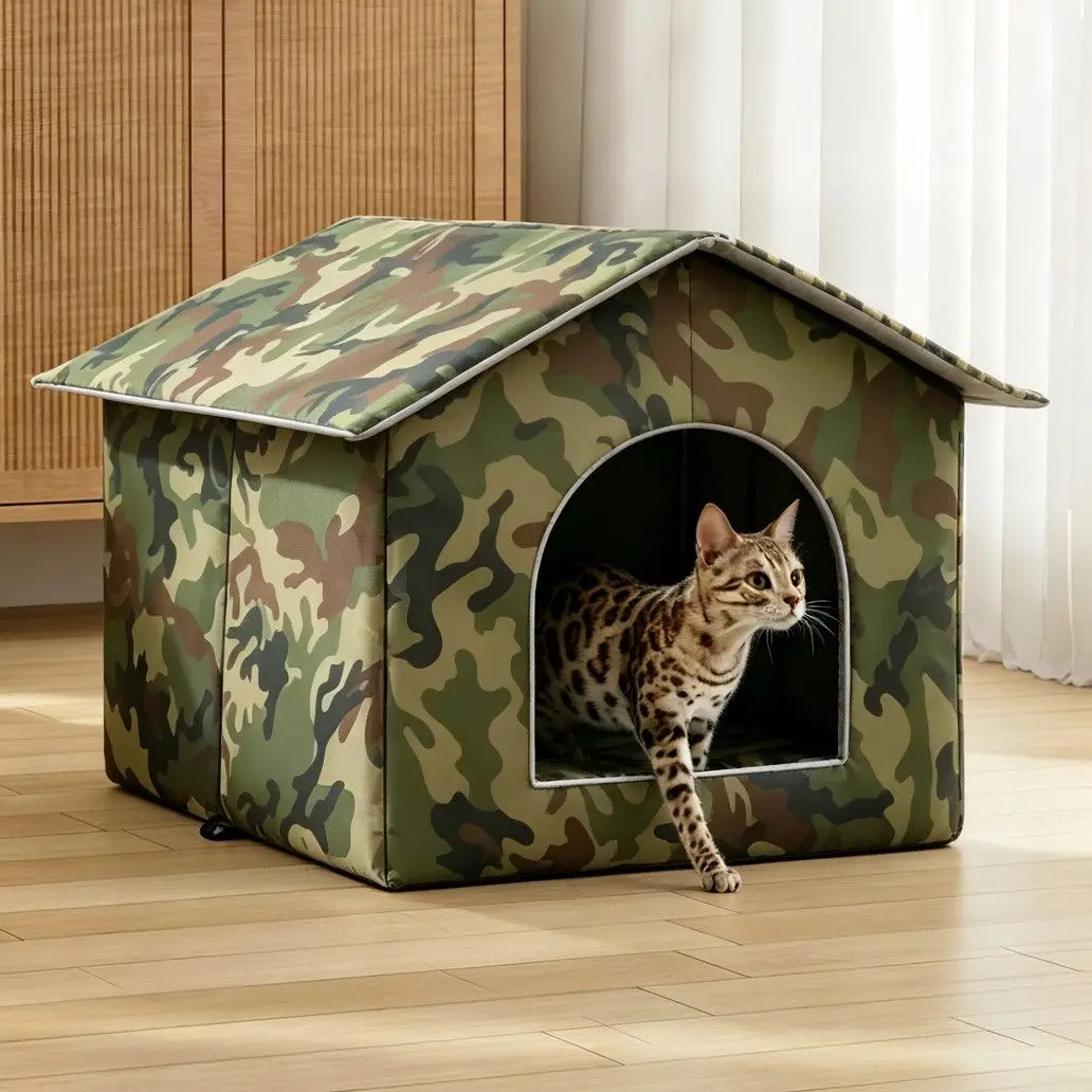 Insulated Oxford Cloth Igloo Cat Tent Indoor Outdoor Pet Shelter For Stray Cats Small Dogs Summer Pet House