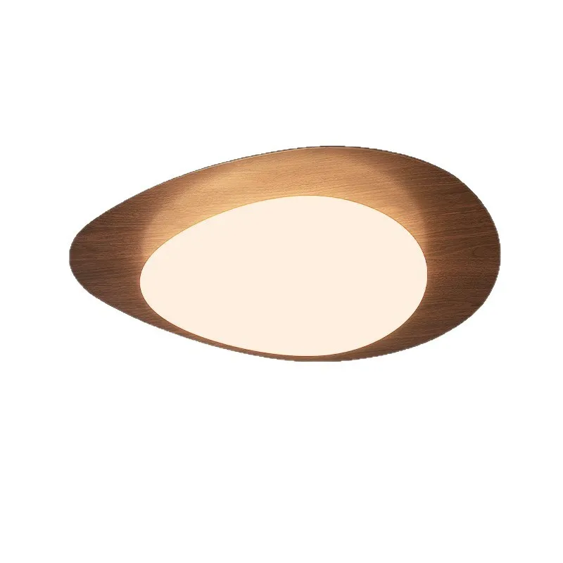

Wabi Silent Wind Pebble Master Bedroom Ceiling Light Japanese Walnut Retro Room Light Minimalist Eye Protection Study Light