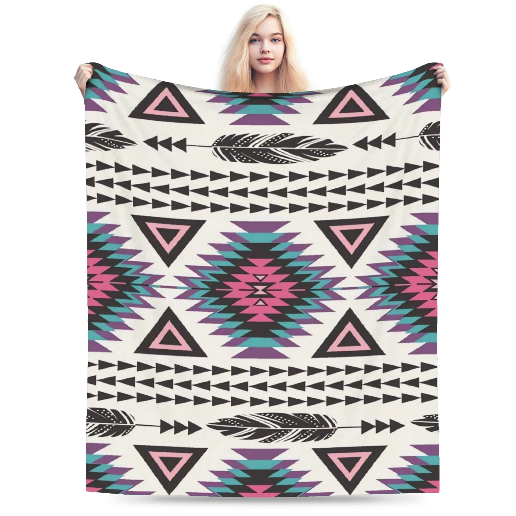 Vintage Tropical Sun Palm Tree Boho Blanket  Soft Street Trend Plush Throw Blanket For Kids Outdoor Flannel Bedspread Bed Cover