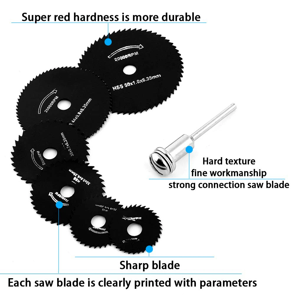7Pcs High-Speed Steel Metal Cutting Blade Set for Electric Drill Grinder Circular Saw Woodworking Small Saw Blade Tool Kit