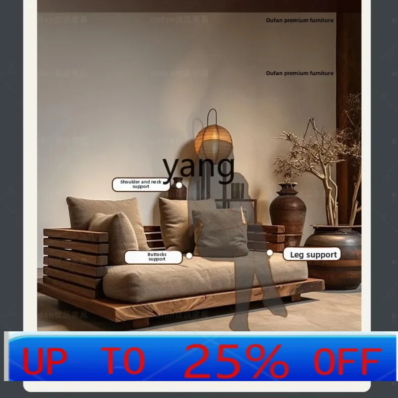 

LTT Solid Wood Sofa Homestay Log Single Sofa Meditation Meditation Chair