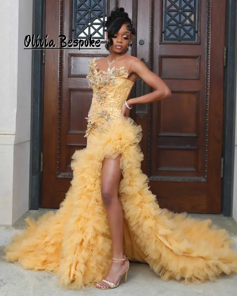 

Золотой Тюль со рюшами и шлейфом Милая Aso Ebi Вечерние платья Бисероплетение Русалка Вечернее платье Африканские женщины Vestidos de noche Индивидуальные