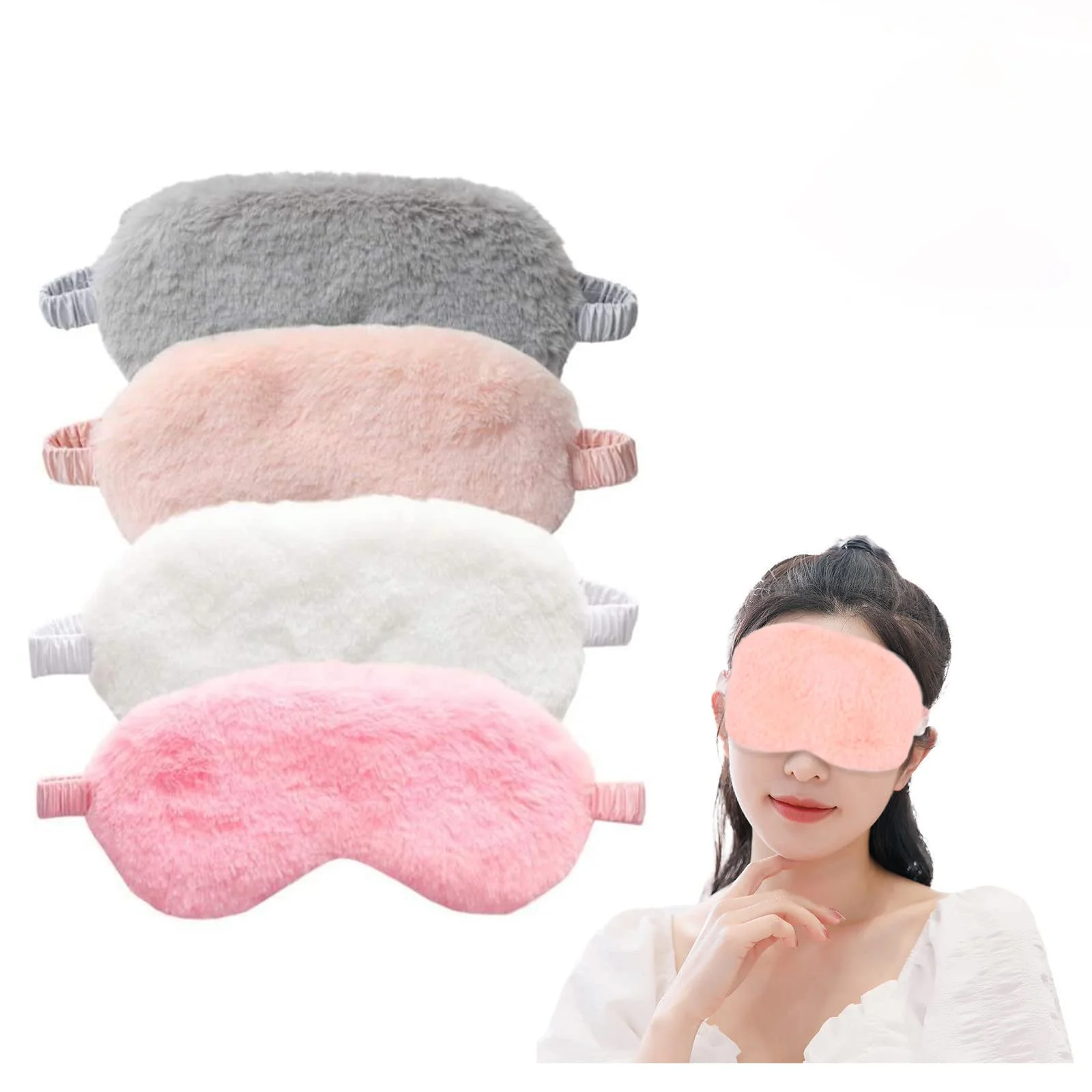 1pc Soft Plush Sleep Masks, Blackout Breathable Travel Eye Masks for Naps, Airplanes, Trains, And Buses, Random Colors