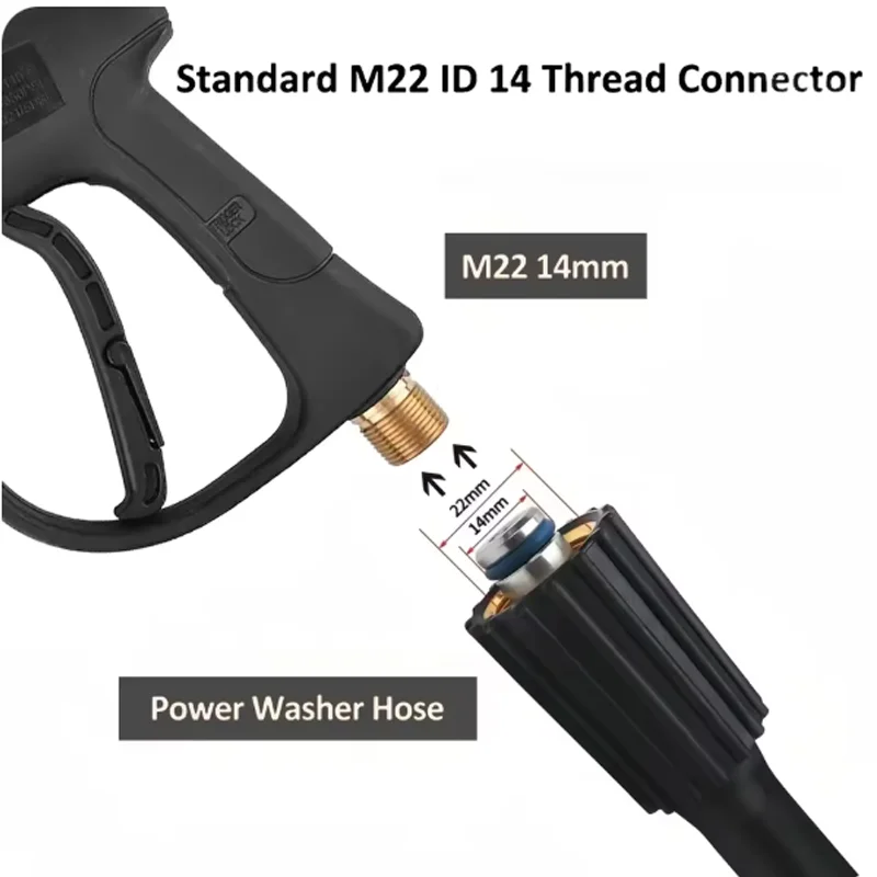 2175 PSI High Pressure Washer Gun Blue/Black Short Handle - M22-14 Thread Optional 1/4