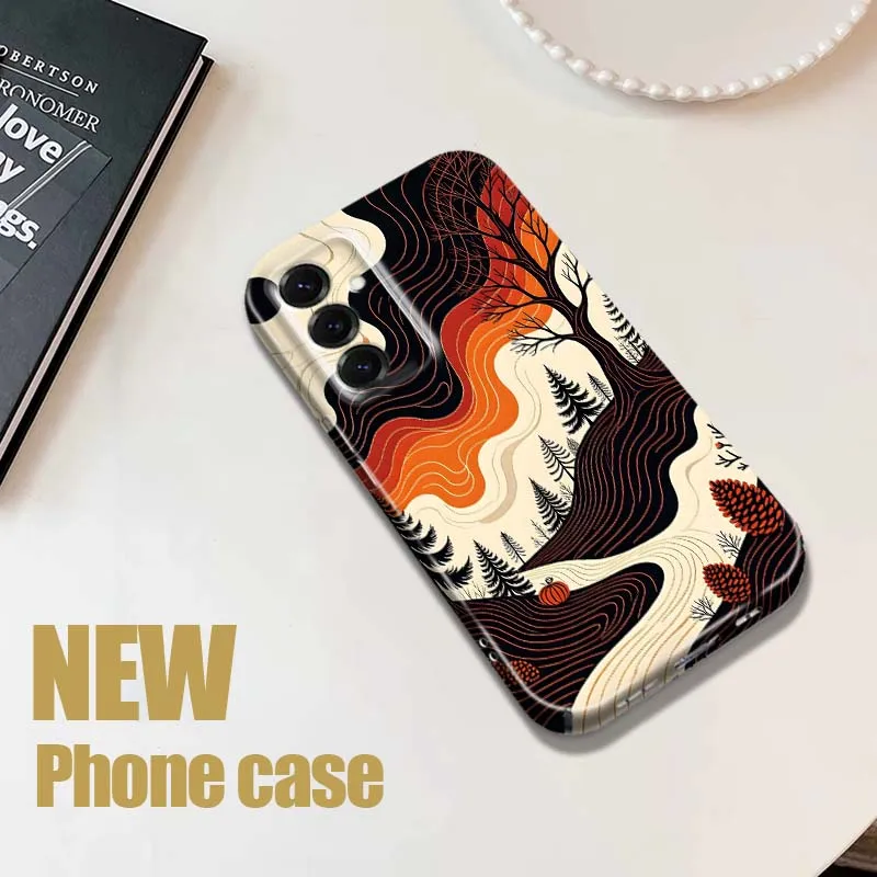 Sunset Mountain Tree Phone Case For Samsung Galaxy S26 S25 S24 S23 S22 S21 FE Lite Plus Ultra Film Hard Shell