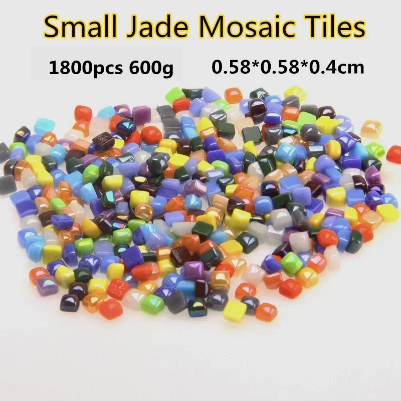 600g/21.16oz (Approx. 1800pcs) 0.58cm Square Glaze Jade Mosaic Tiles DIY Craft Tile Mosaic Makeing Material Multi Color Optional