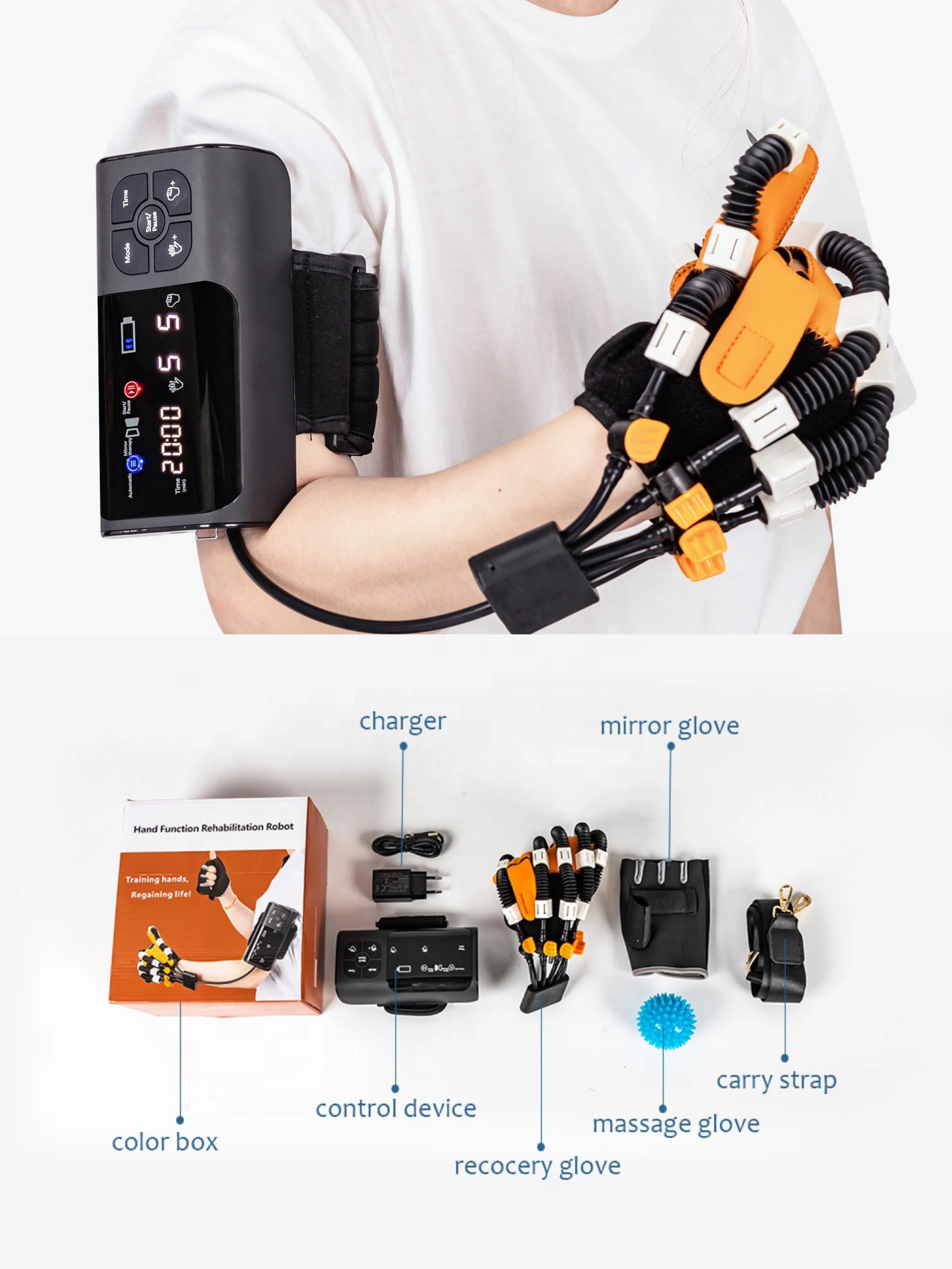 قفاز روبوت لإعادة التأهيل جهاز إعادة تأهيل اليد لشلل نصفي السكتة الدماغية وظيفة اليد الانتعاش قطار الاصبع #2