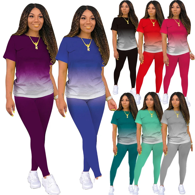 Women Summer Casual Yoga Tops Tracksuits Fitness 2 Pieces Set Sports Outfits Long Pants Sweatsuits Jogging Basic Sexy Suit